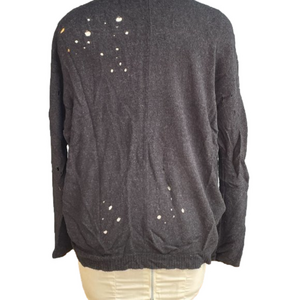 🌸Distressed dark gray cardigan Medium, Express M holes grunge